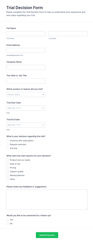 Trial Decision Form Template