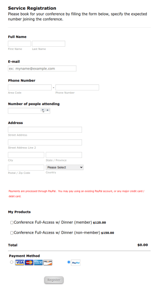Conference Admission Form Template