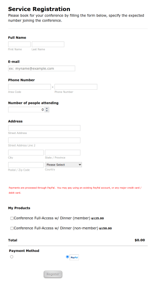 Conference Admission Form Template