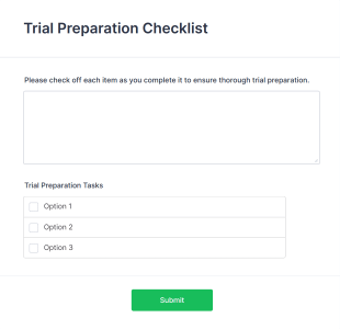 Trial Preparation Checklist Form Template