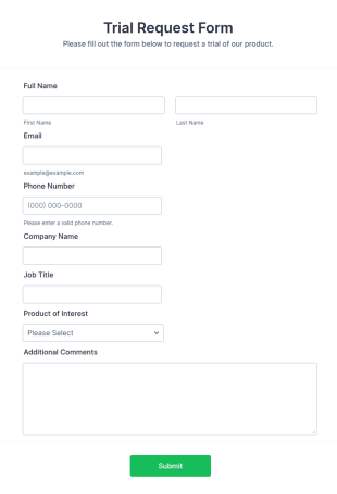Trial Request Form Template