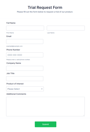 Trial Request Form Template