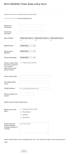 Trials Gala Entry Form Template