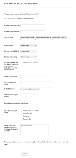 Trials Gala Entry Form Template