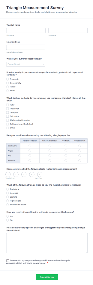 Triangle Measurement Survey Form Template