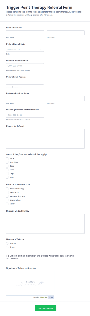 Trigger Point Therapy Referral Form Template