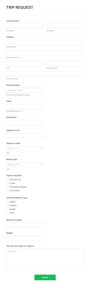 Trip Request Form Template