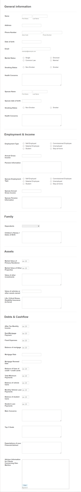 TriStone Financial Intake Form Template
