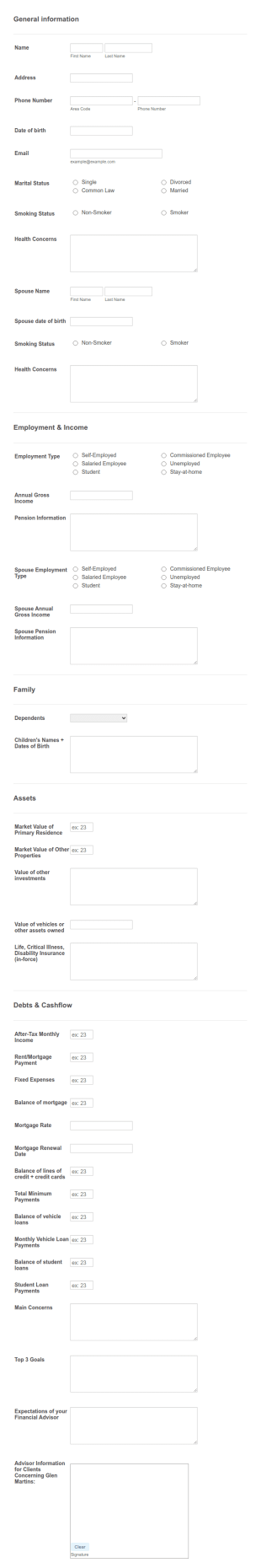 TriStone Financial Intake Form Template
