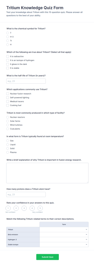 Tritium Knowledge Quiz Form Template