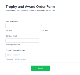 Trophy And Award Order Form Template