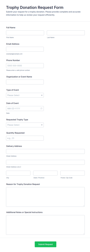 Trophy Donation Request Form Template