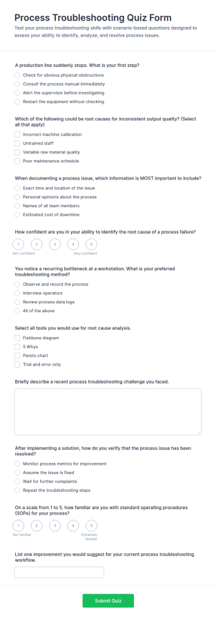 Troubleshooting Quiz Form Template