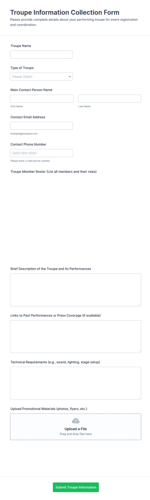 Troupe Information Collection Form Template