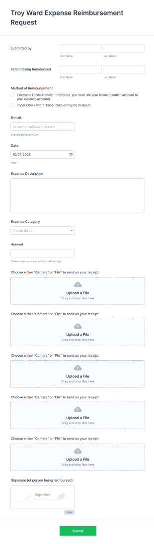 PTO Expense Reimbursement Request Form Template