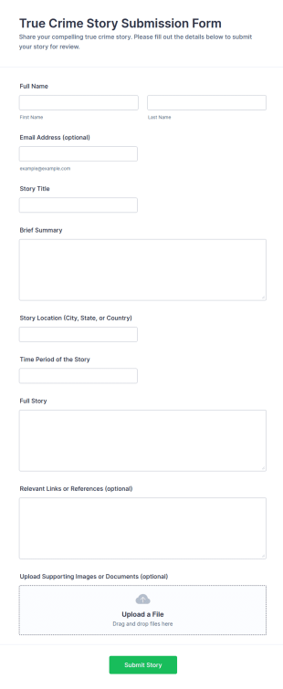 True Crime Story Submission Form Template