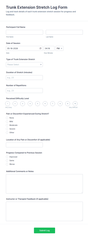 Trunk Extension Stretch Log Form Template
