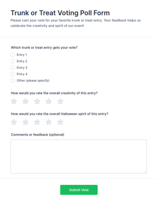 Trunk Or Treat Voting Poll Form Template