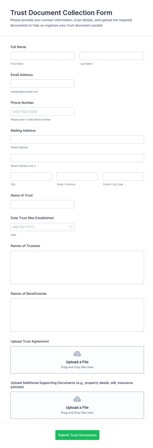 Trust Document Collection Form Template