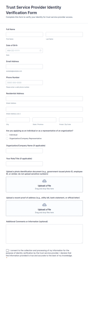 Trust Service Provider Identity Verification Form Template