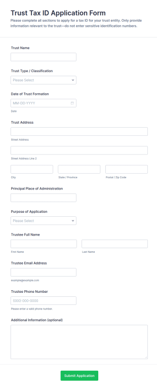 Trust Tax ID Application Form Template