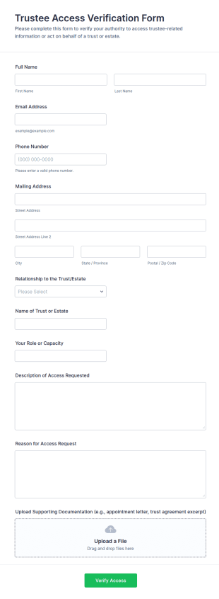 Trustee Access Verification Form Template