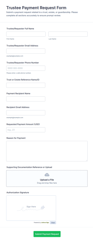 Trustee Payment Request Form Template