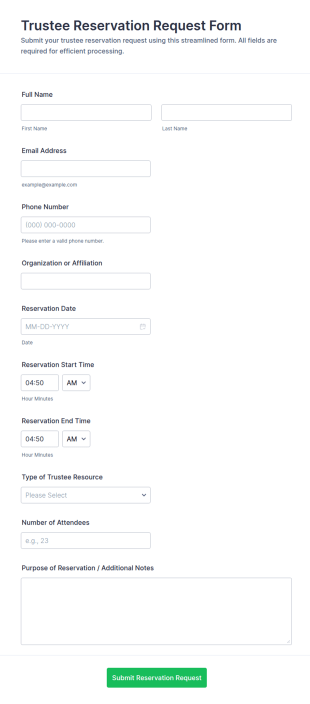 Trustee Reservation Request Form Template