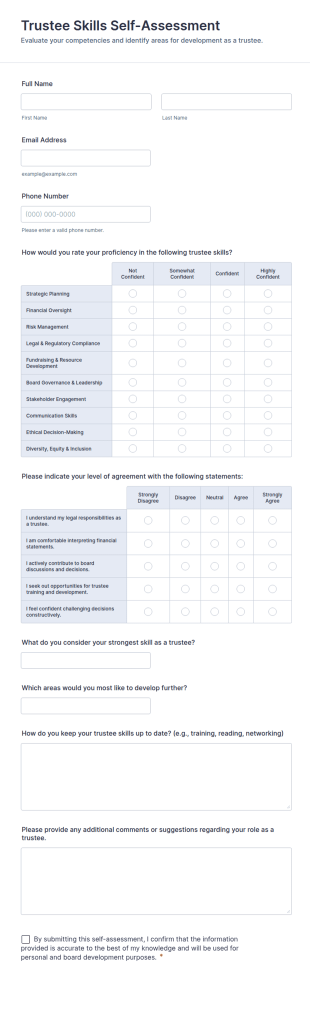 Trustee Skills Self Assessment Form Template
