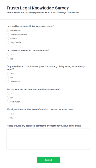 Trusts Legal Knowledge Survey Form Template