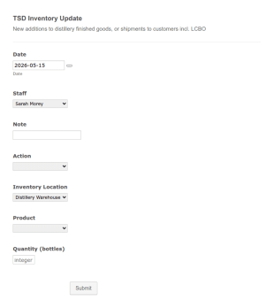 TSD Inventory Update Form Template