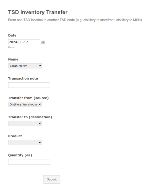 TSD Transfer Form Template