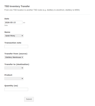 TSD Transfer Form Template