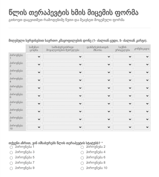 წლის თერაპევტის ხმის მიცემის ფორმა Form Template