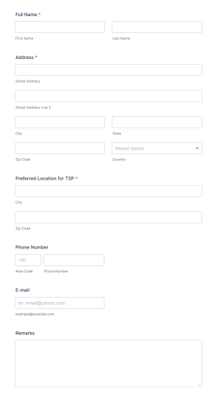 TSP Registration Form Template