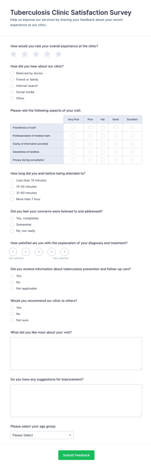 Tuberculosis Clinic Satisfaction Survey Form Template