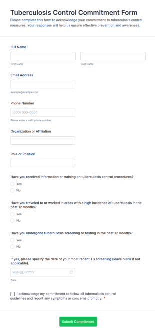 Tuberculosis Control Commitment Form Template