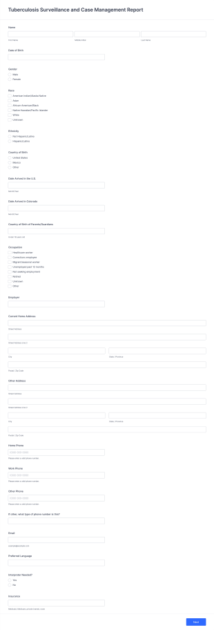 Tuberculosis Surveillance Form Template