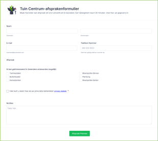 Tuin Centrum Afsprakenformulier Form Template