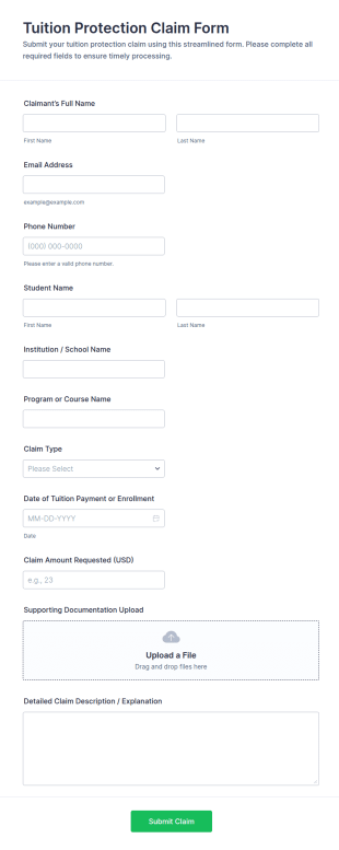 Tuition Protection Claim Form Template