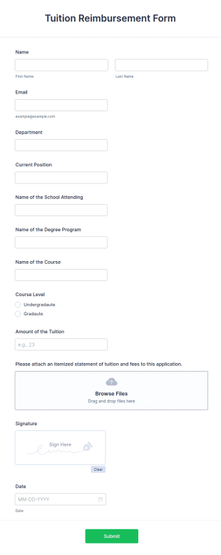 Tuition Reimbursement Form Template