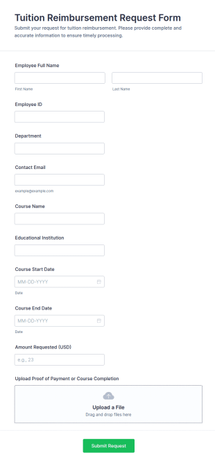 Tuition Reimbursement Request Form Template