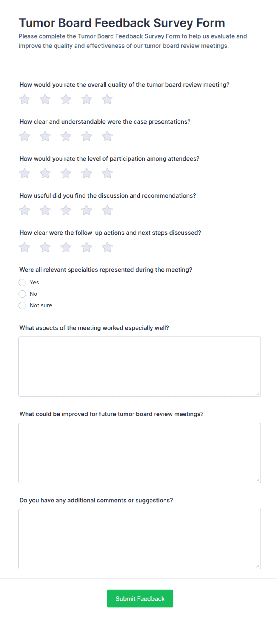 Tumor Board Feedback Survey Form Template | Jotform