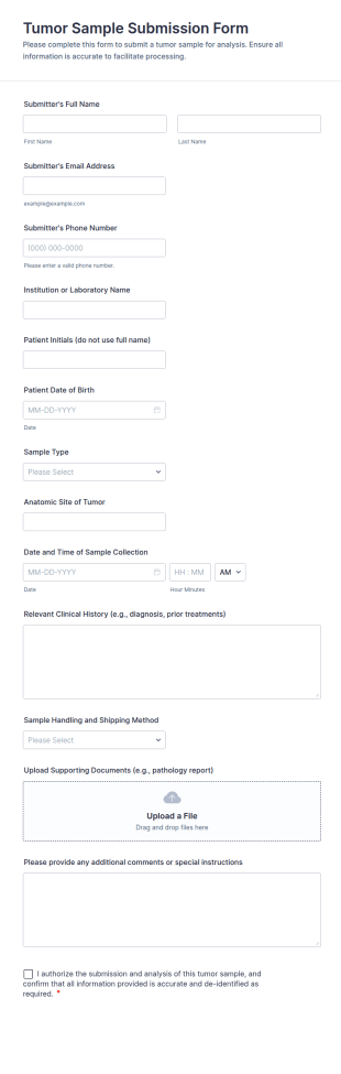 Tumor Sample Submission Form Template