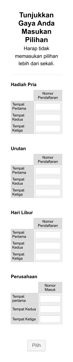 Tunjukkan Gaya Anda Masukan Pilihan NGBC 2018 Form Template