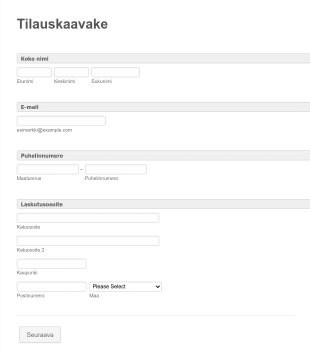 Tuotetilaus Yleislomake Form Template