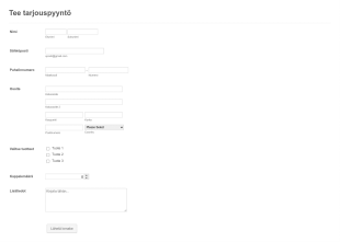Tuotteen Tarjouspyyntölomake Form Template