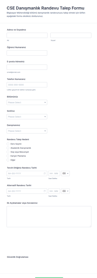 Türkçe Danışmanlık Randevu Talep Formu 🌐🤝 Form Şablonu