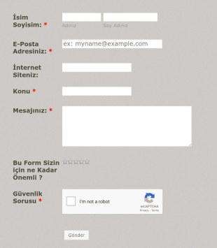 Türkçe İletişim Form Örneği Form Template