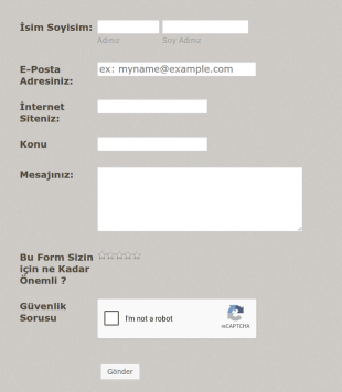 Türkçe İletişim Form Örneği